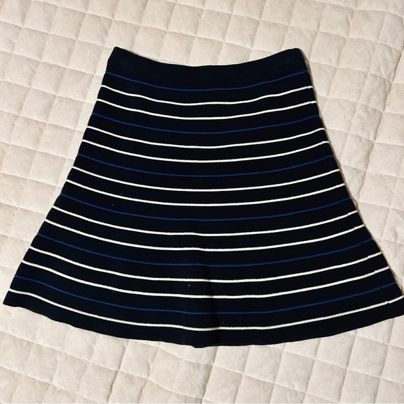 Free People Dresses & Skirts - Free People Black Skater Skirt w/ Blue + White Stripes